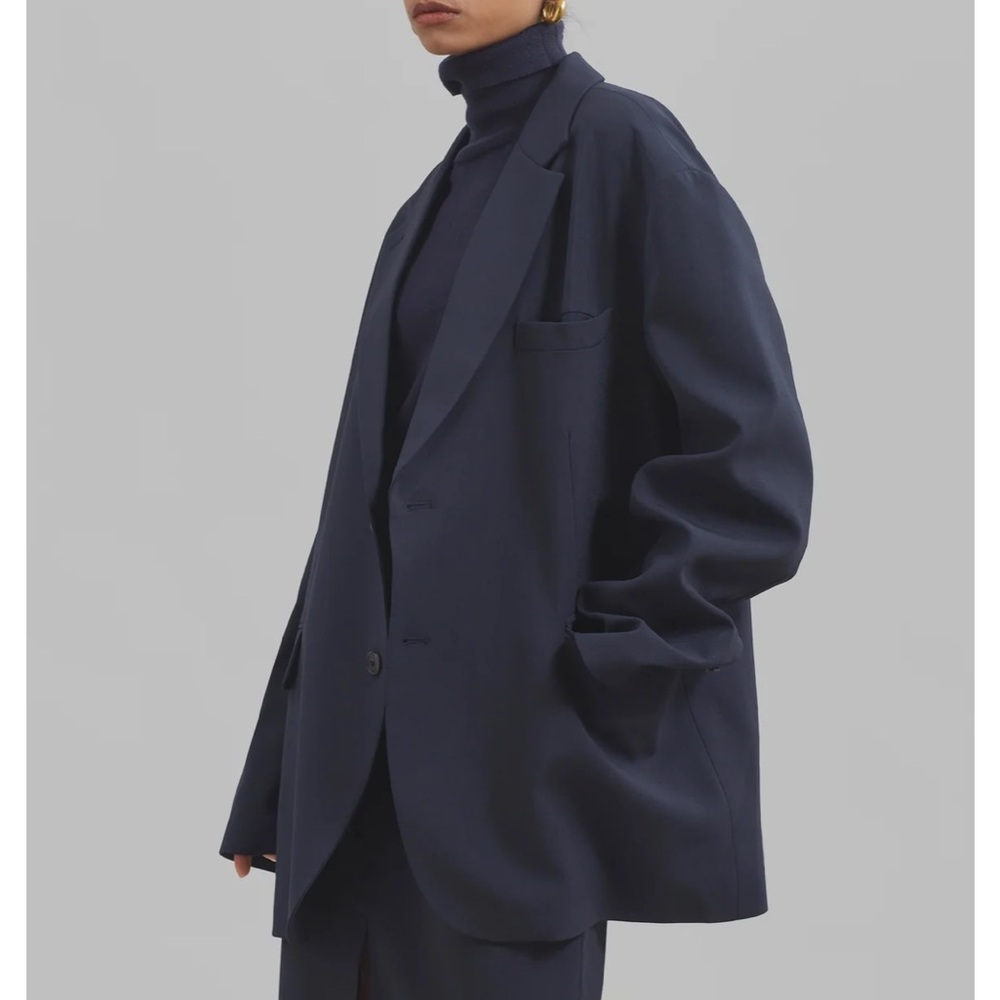 The Frankie Shop Brooklyn Blazer Oversized Boyfriend Boxy Jacket in Navy Blue S
